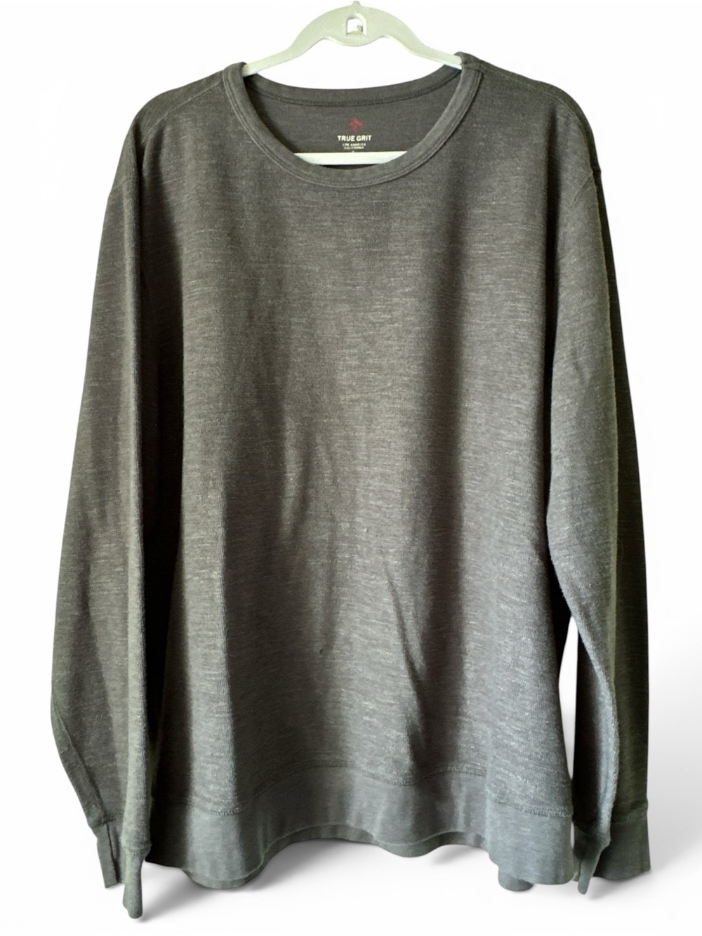 True Grit Men’s Crewneck Ultra Soft Legend Terry Sweatshirt- Gray